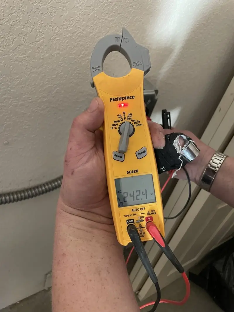 Voltage testing with clamp meter during Hot Tub / Pool Electrical Wiring in Carlisle